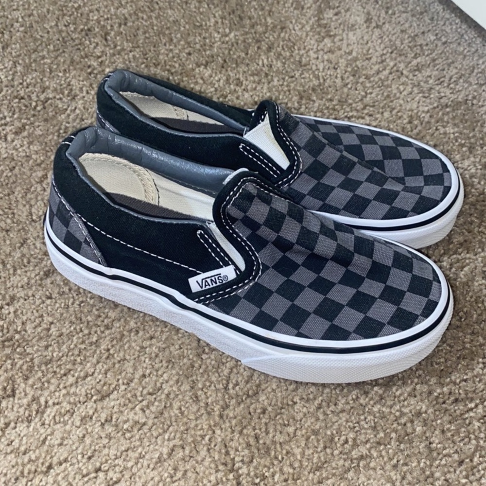 Checkered Vans Slip ons Gray/black - Toddler boys 12.5